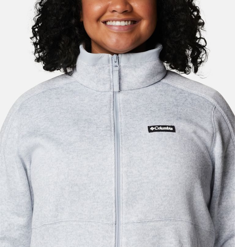 Women's Columbia Sweater Weather Full Zip Fleece Jackets Light Grey | Plus Size CA-W54C8